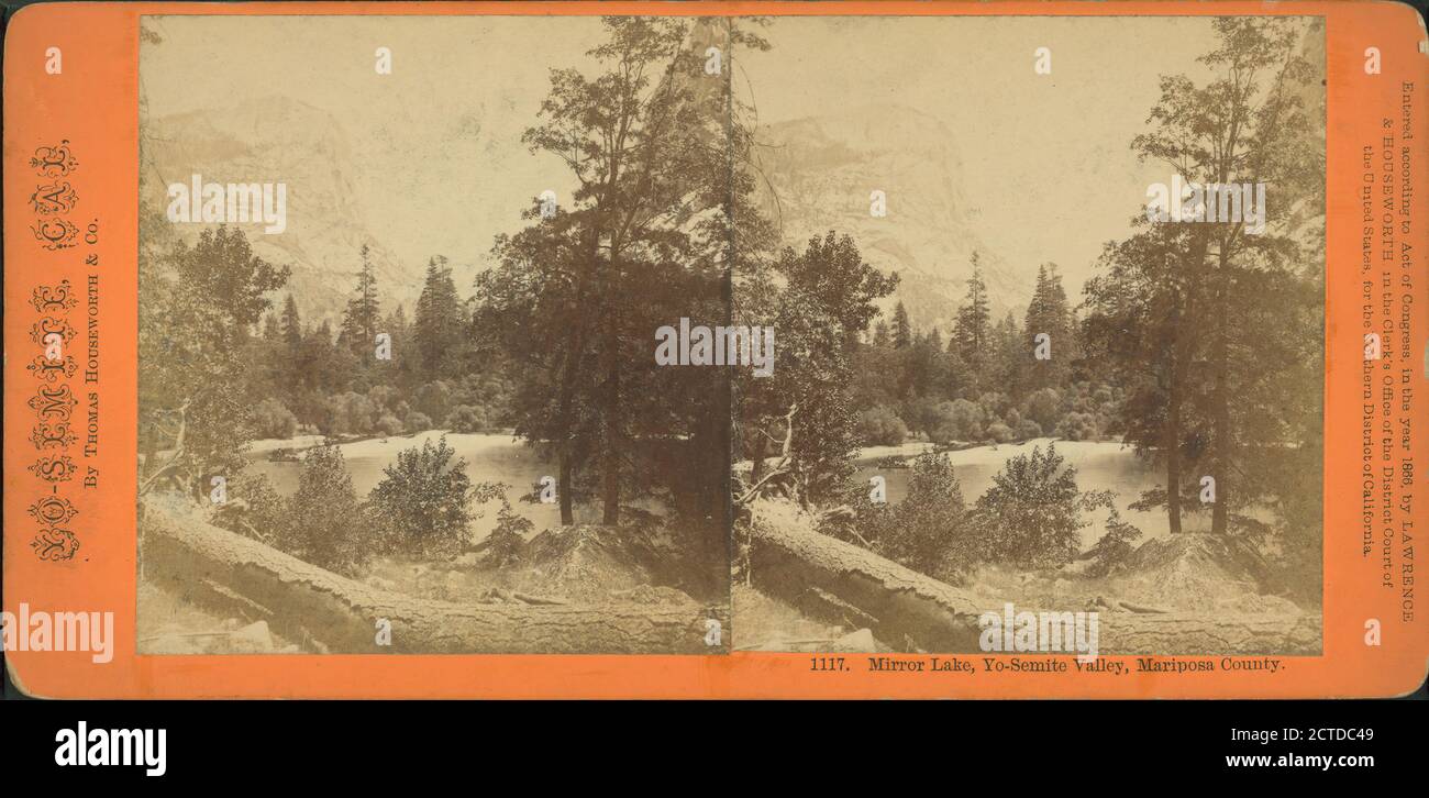 Mirror Lake, Yo-Semite Valley, Mariposa County., Standbild, Stereogramme, 1850 - 1930 Stockfoto