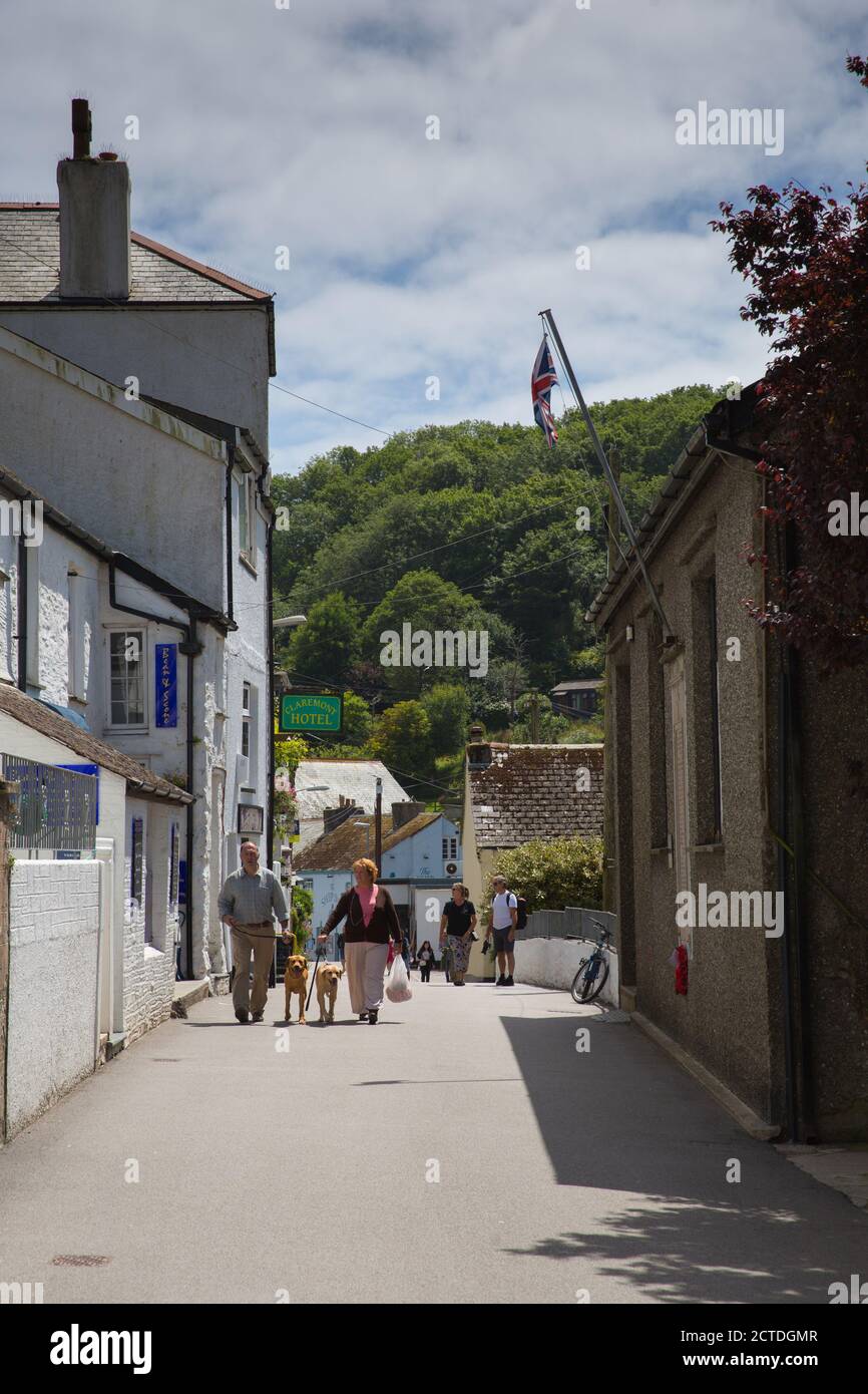 Polperro Cornwall enge Gassen der historischen schönen Küste Fischerdorf südwesten von Großbritannien Stockfoto