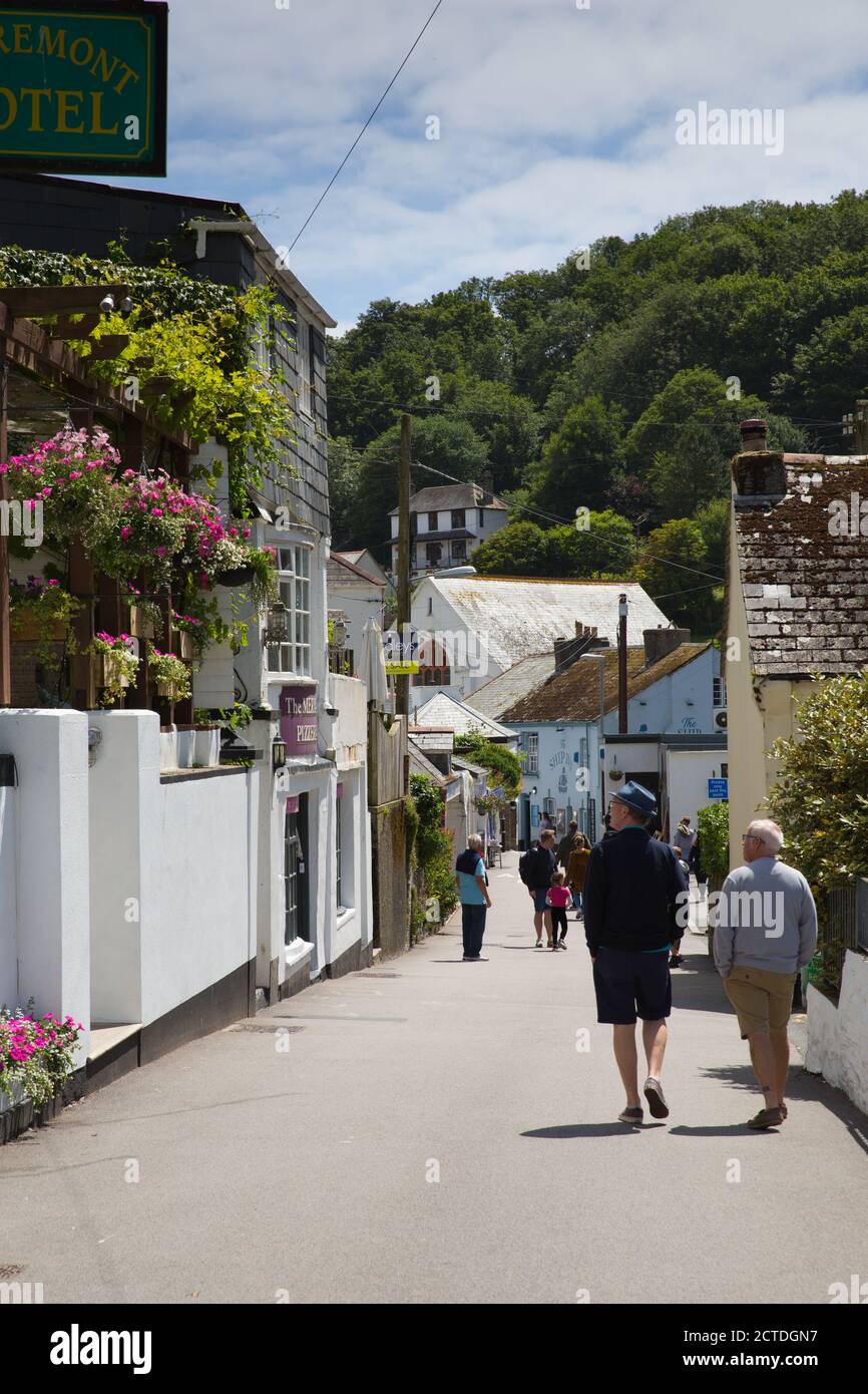 Polperro Cornwall enge Gassen der historischen schönen Küste Fischerdorf südwesten von Großbritannien Stockfoto