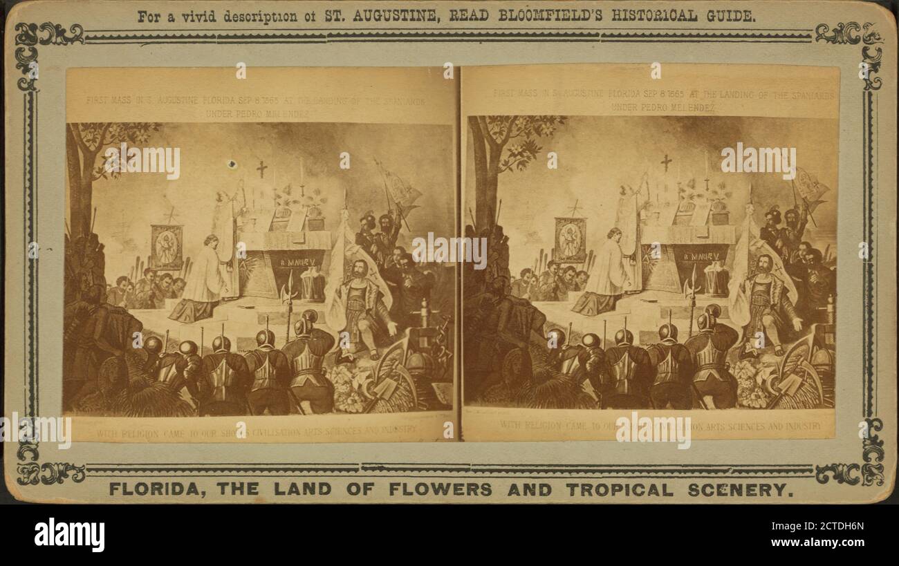 Ein Bild der ersten Messe sagte in St. Augustine, Florida., noch Bild, Stereographen, 1850 - 1930 Stockfoto