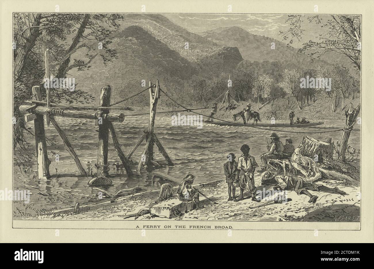 Eine Fähre auf der französischen Breite., Standbild, Druckgrafiken, 1777 - 1890, Fenn, Harry (1838-1911 Stockfoto