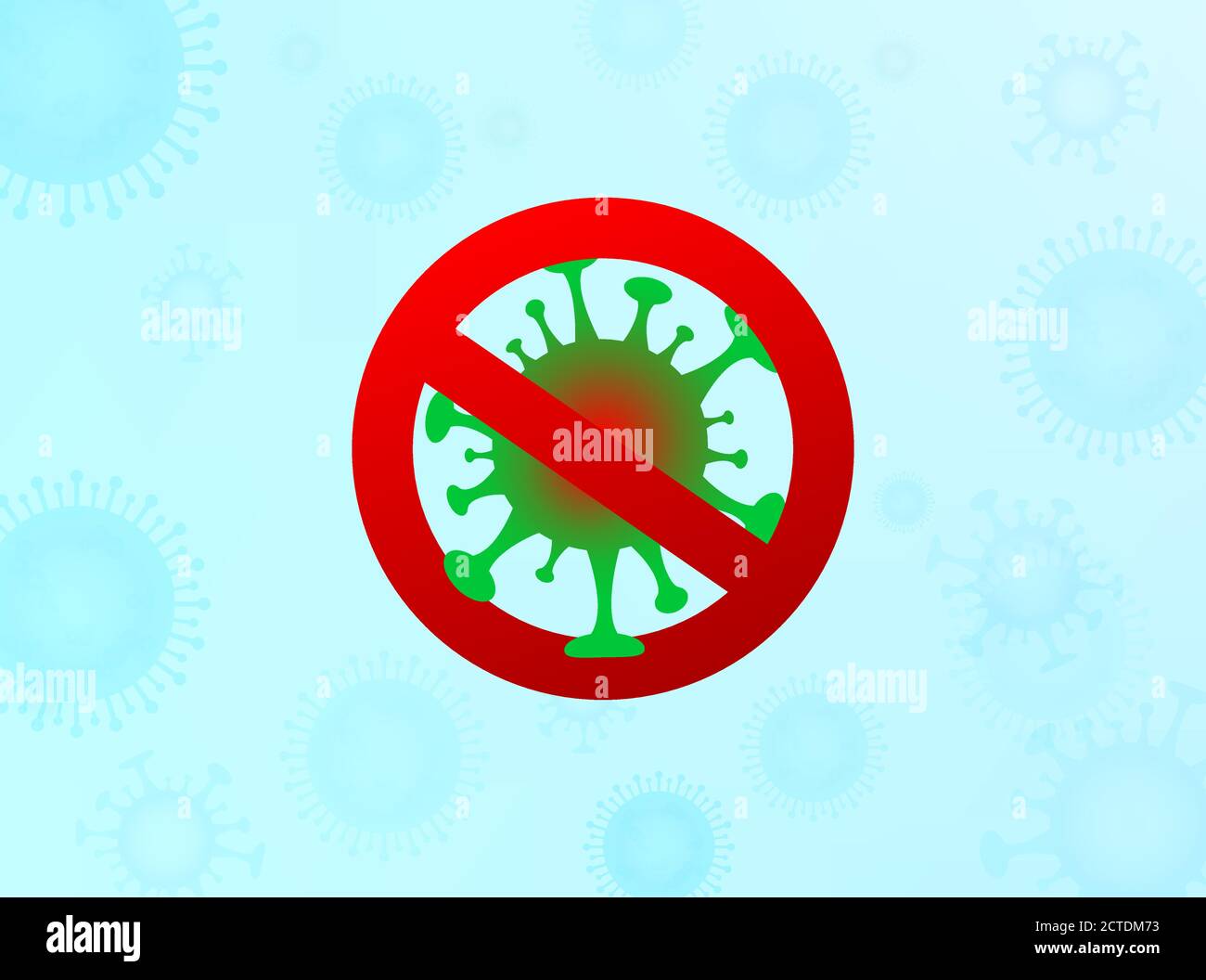 Stoppen Sie den Coronavirus COVID-19 2019-nCoV-Ausbruch und die Influenza auf hellblauem Hintergrund. Pandemie medizinisches Gesundheitsrisiko, Immunologie, Virologie, Epidemiologie Stock Vektor