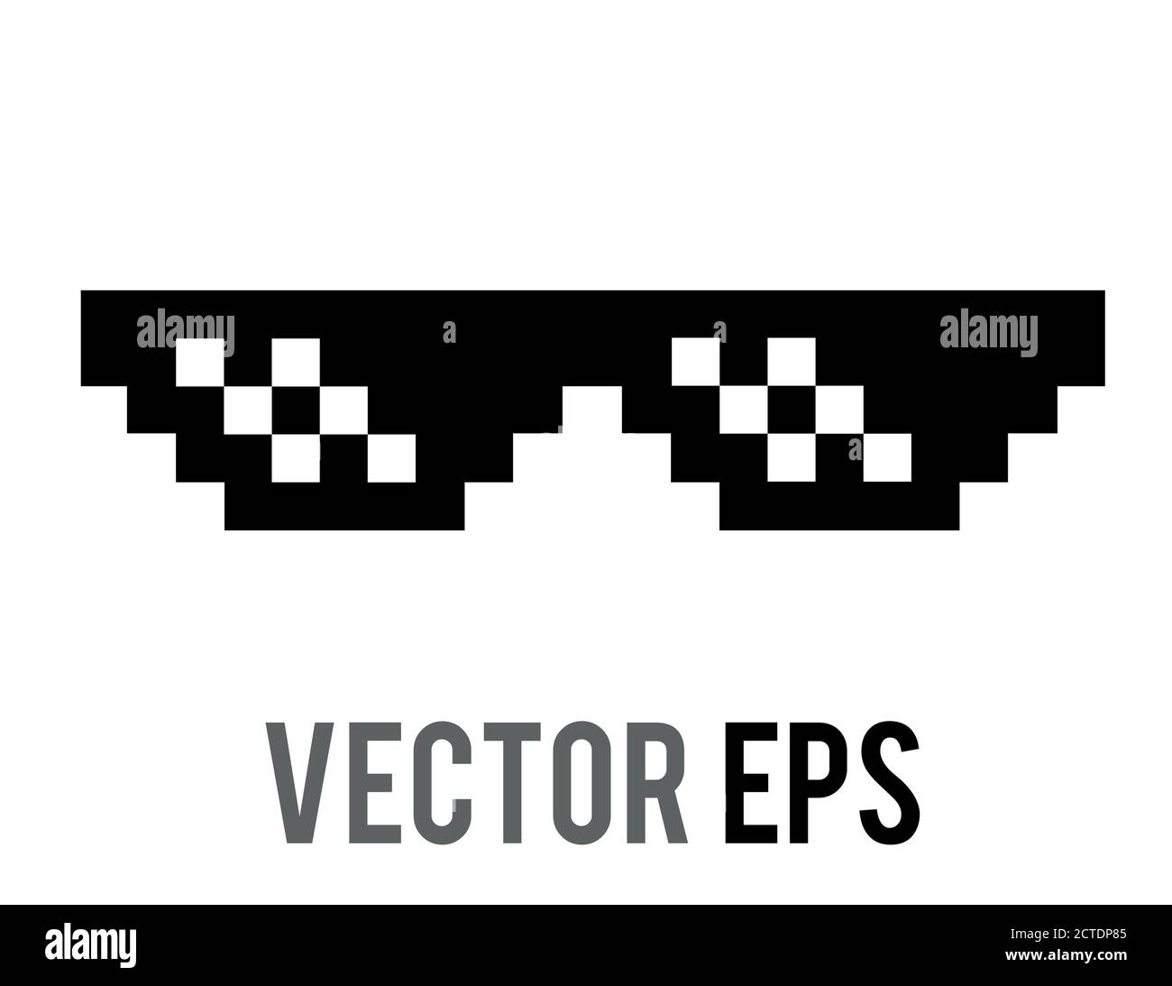 Der Vektor isoliert 8 Bit Pixel cool schwarze Sonnenbrille, Sonnenbrille flach Symbol Stock Vektor