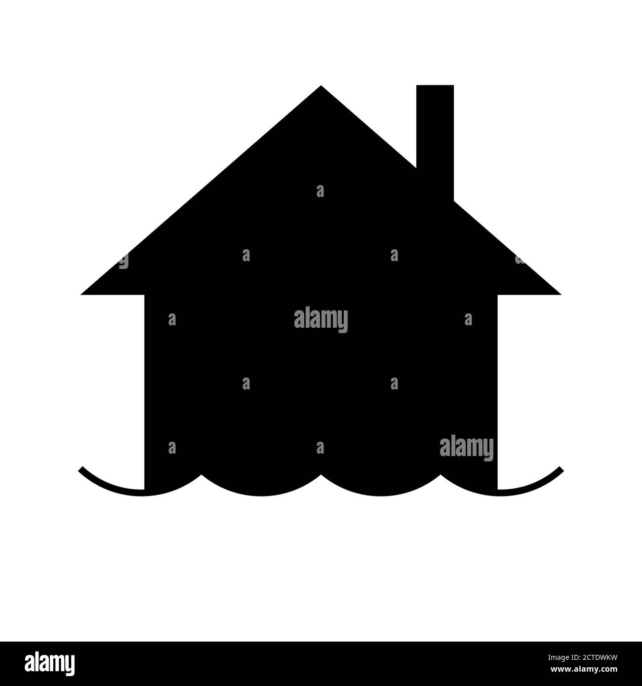 Überflutetes Haus unter Wasser einfacher Vektor, minimalistischer Vektor Illustration Symbol Stock Vektor