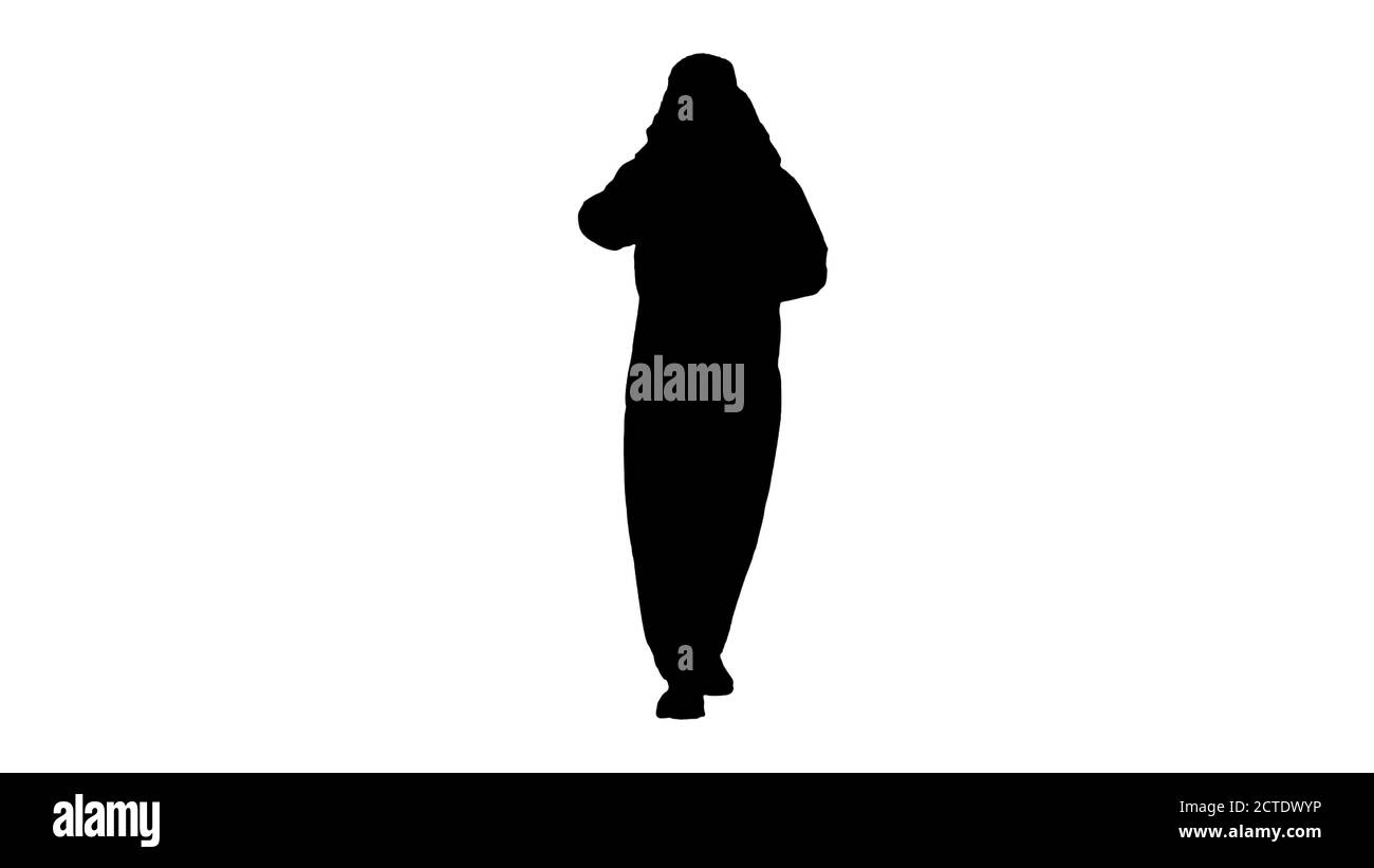 Arabischer scheich macht einen Anruf Gehen, Alpha-Kanal Stockfoto