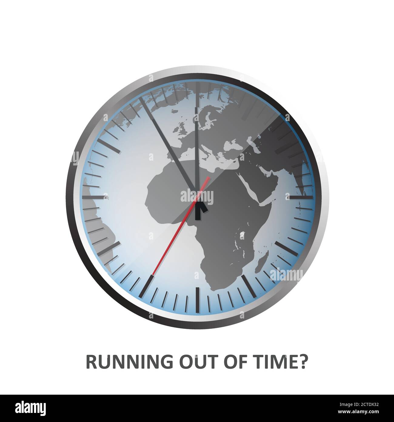 Graue Welt als Uhr, Symbol für die Zeit zu laufen, Vektor-Illustration Design Stock Vektor