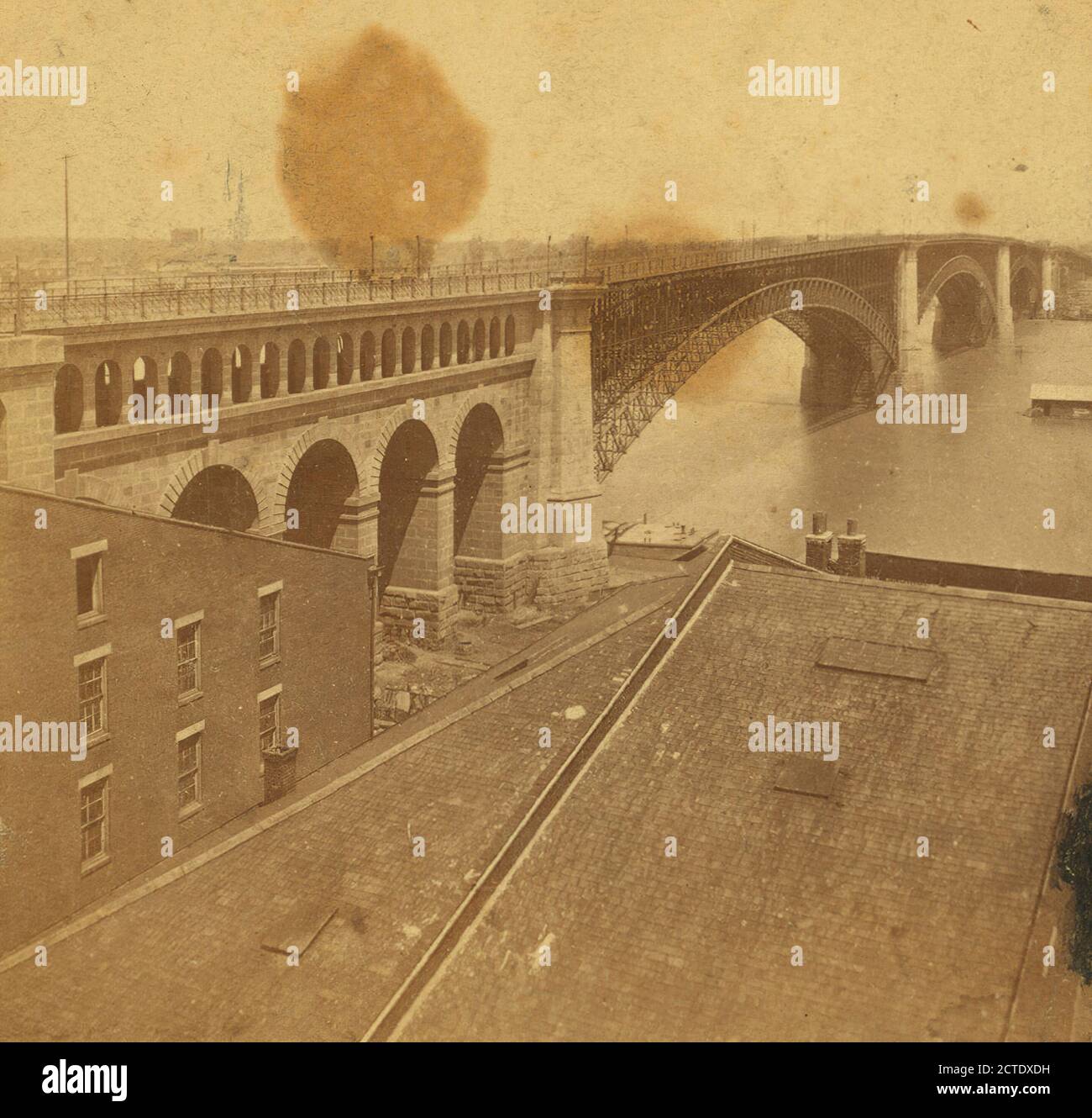 Die Brücke vom Fuß der Washington ave., 1875, Brücken, Missouri, Mississippi Fluss, Saint Louis (Mo.), Saint-Louis, EADS Brücke (Saint Louis, Mo Stockfoto