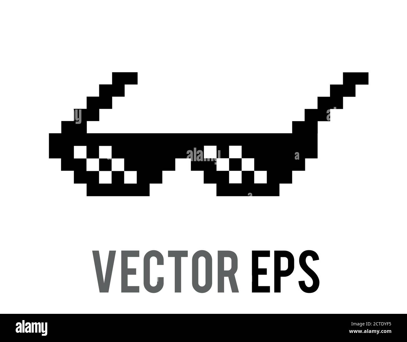 Der Vektor isoliert 8 Bit Pixel cool schwarze Sonnenbrille, Sonnenbrille flach Symbol Stock Vektor