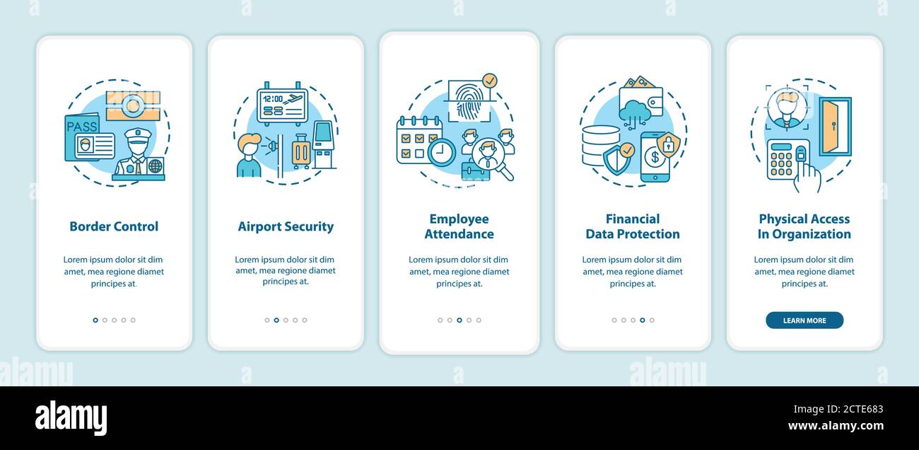 Biometrie verwenden Onboarding mobile App Seite Bildschirm mit Konzepten Stock Vektor