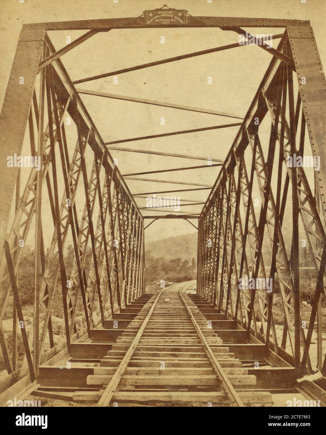 Brücke in der Nähe von Fabyan House, Vorderansicht, P. & O.R.R.R., J. W. & J. S. Molton, Portland & Ogdensburg Railroad Company, Railroad Bridges, New Hampshire, Coos County (N.H. Stockfoto