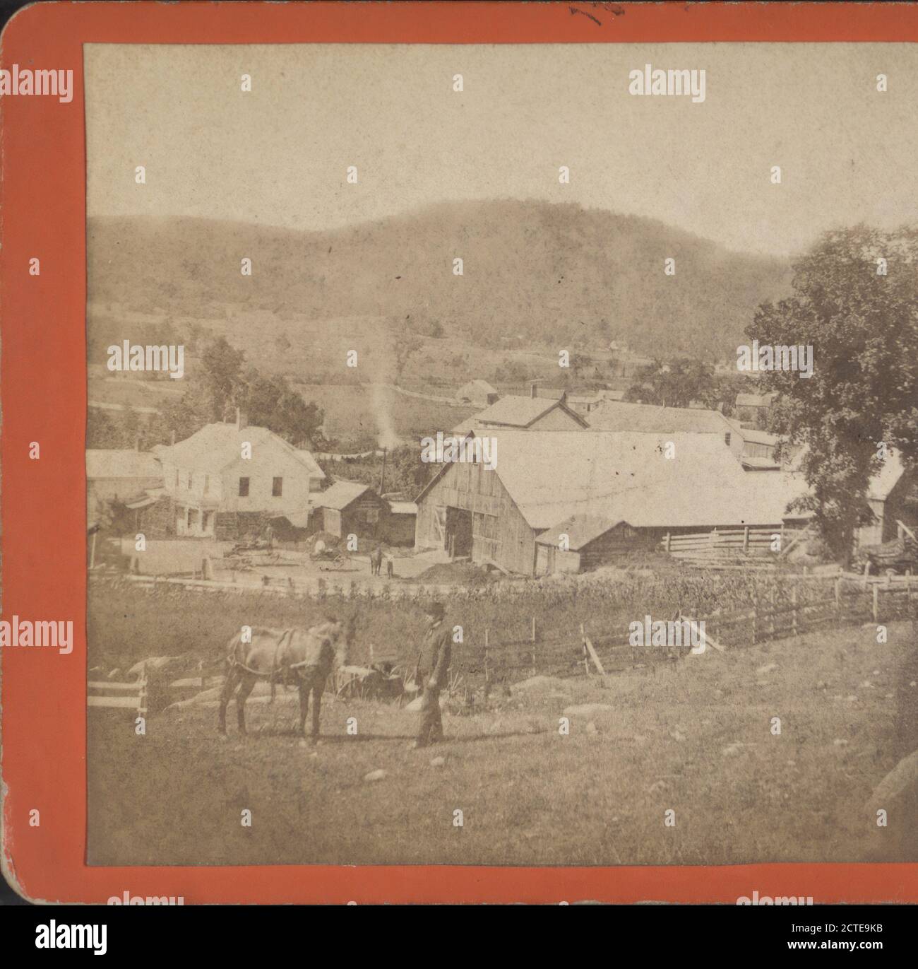 Blick nach Westen vom Hügel östlich von S. Husley's Hotel., Stanton, I. B., Farms, New York (Staat Stockfoto