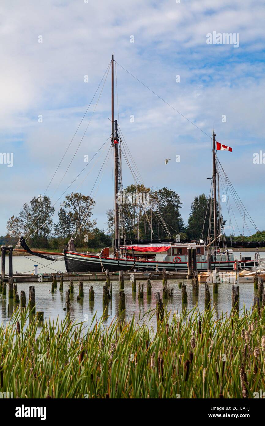 Das Segelschiff Providence dockte am Britannia Ship Yard in an Steveston British Columbia Kanada Stockfoto