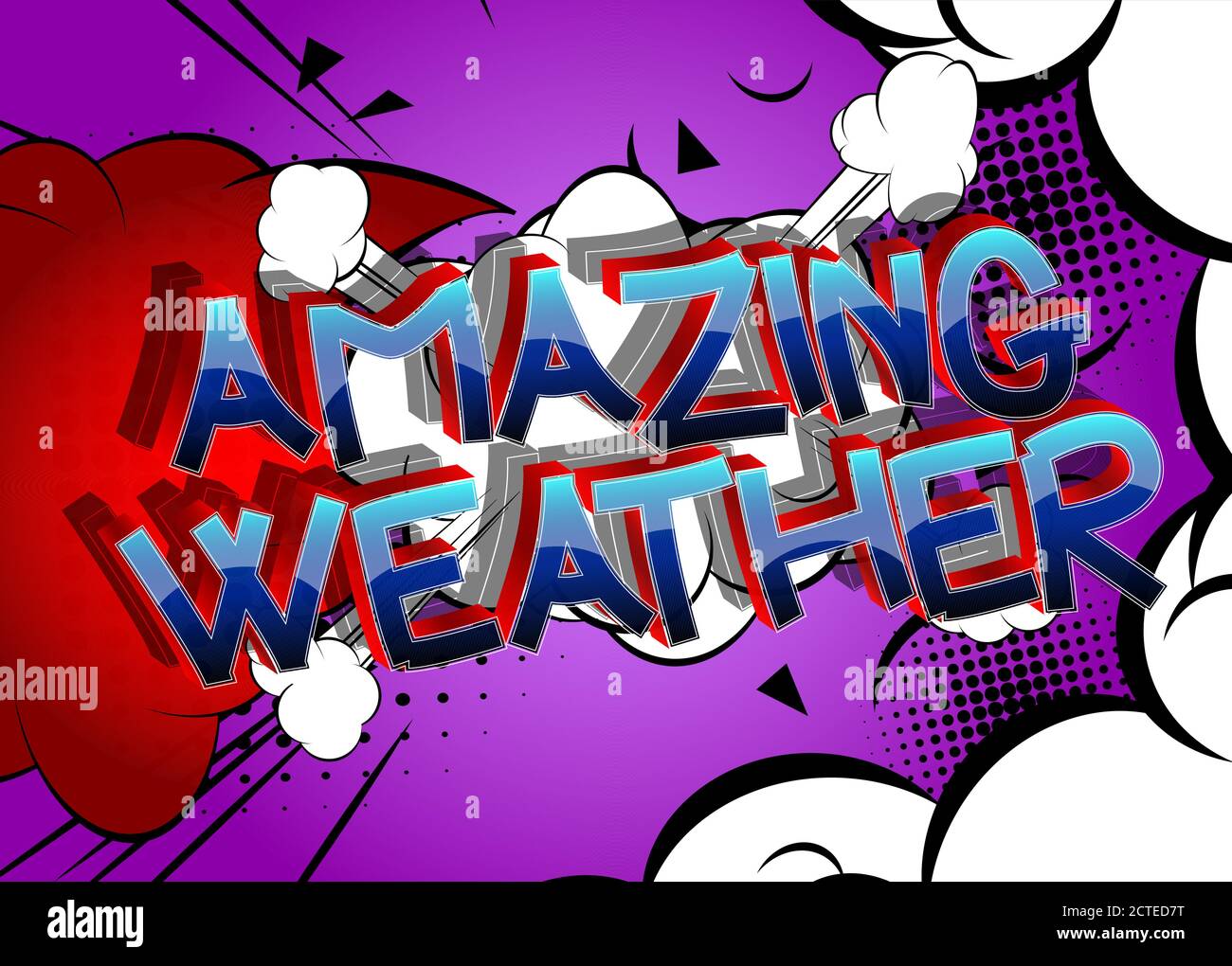 Erstaunlich Wetter Comic-Stil Cartoon Wörter auf abstrakten Comics Hintergrund. Stock Vektor