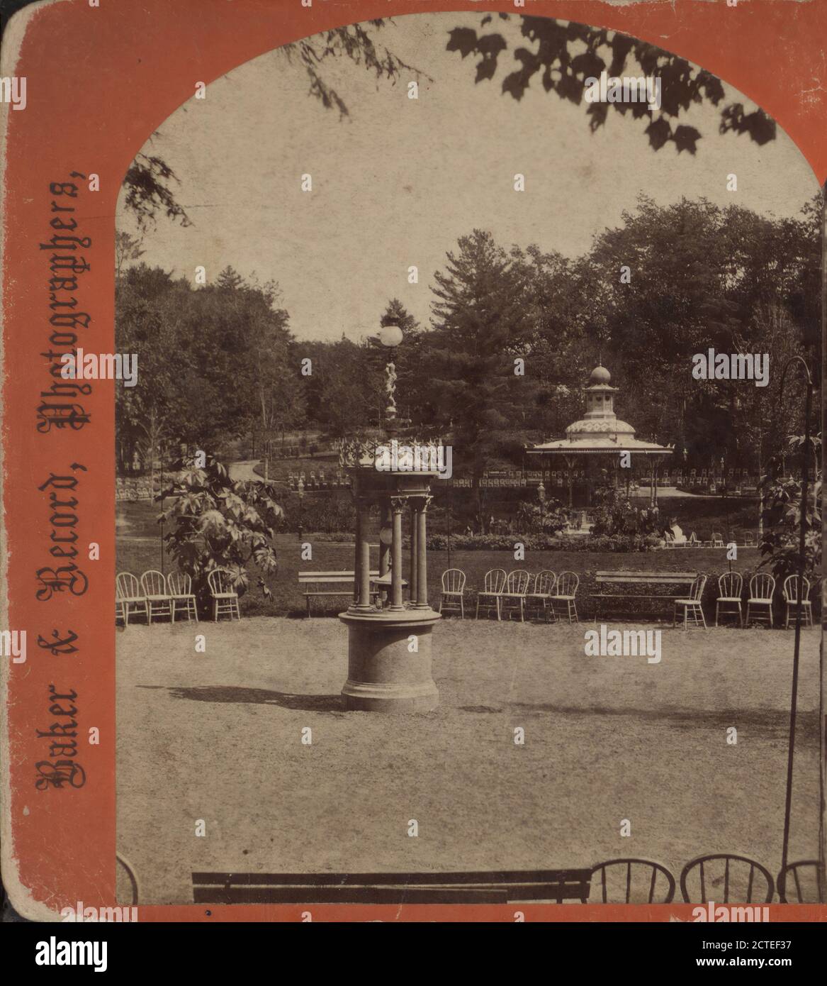 Congress Park, Baker & Record (Firma), New York (Bundesstaat), Saratoga Springs (N.Y Stockfoto