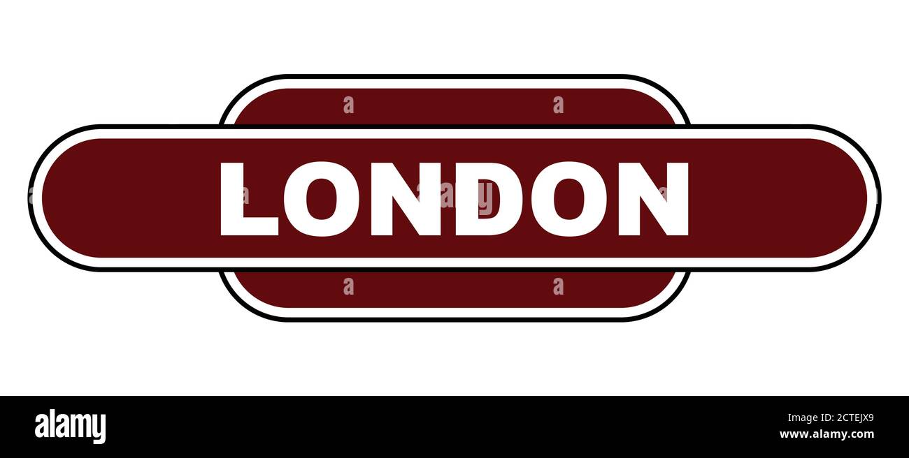 Ein London UK Bahnhofsschild auf weißem Hintergrund Stock Vektor