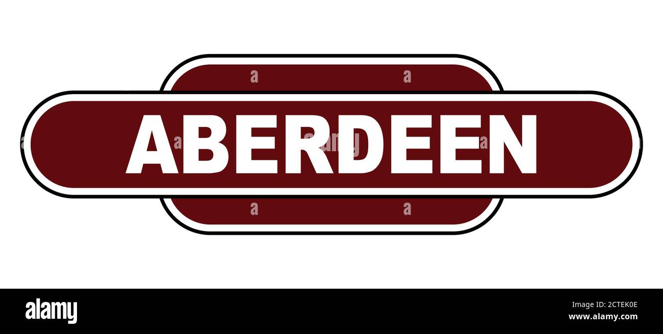 Aberdeen UK Bahnhofschild auf weißem Hintergrund Stock Vektor