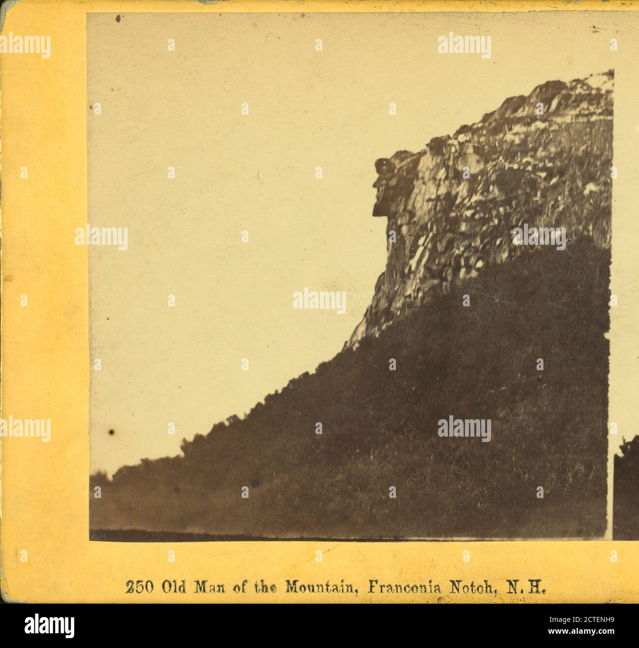 Old man of the Mountain, Franconia Notch, N.H., Bierstadt Brothers, Canyons, Rocks, Mountains, Faces, Profiles (Figuren), New Hampshire, White Mountains (N.H. und ich Stockfoto
