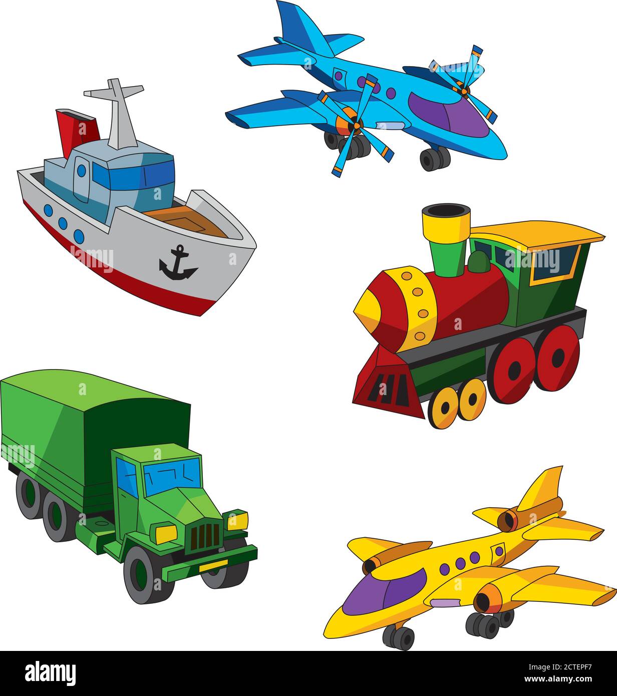 Kinder Spielzeug Transport Icon Set Stock Vektor