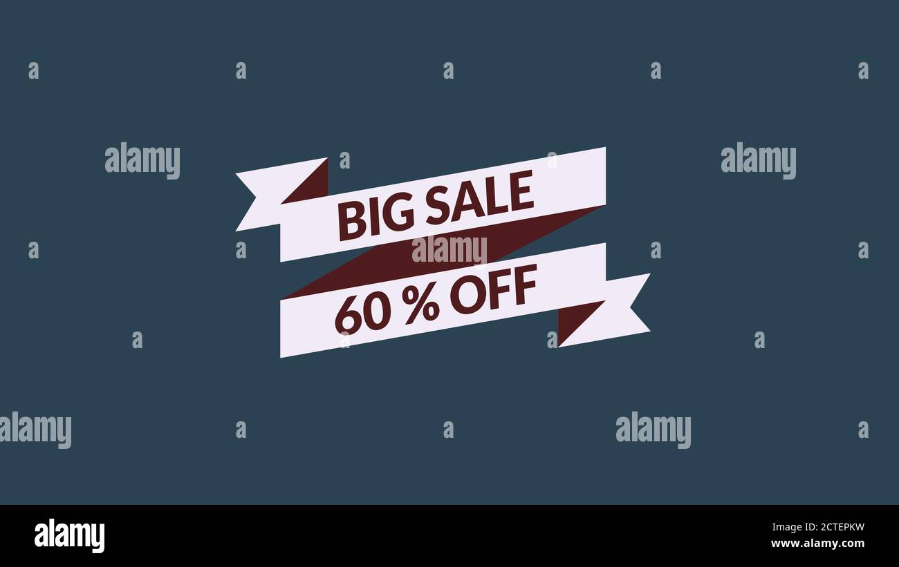 Großer Verkauf 60% Rabatt Wort Illustration Verwendung für Landing Page, Website, Poster, Banner, Flyer, Verkauf Förderung, Werbung, Marketing Stockfoto