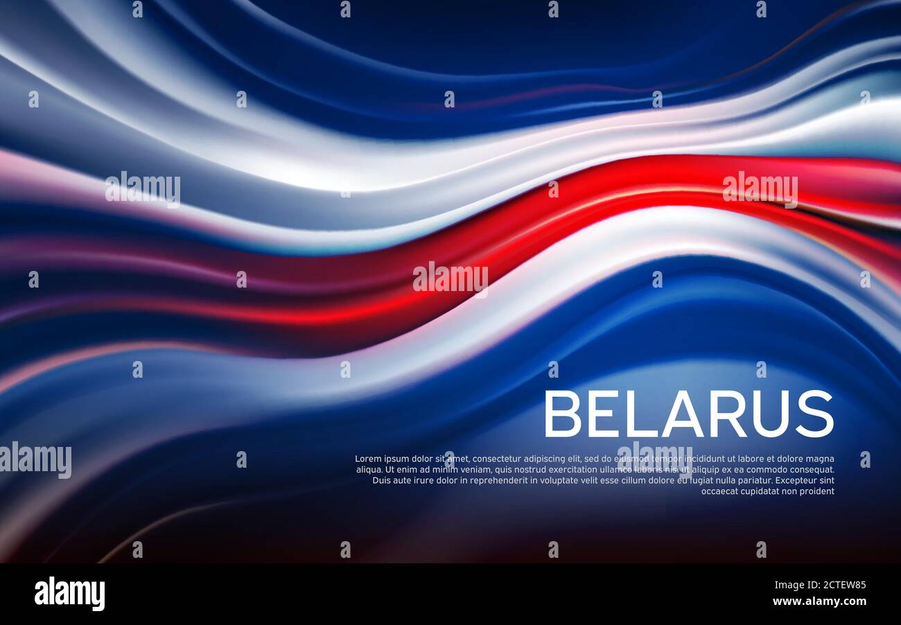 Hintergrund der Belarus-Flagge. Verschwommenes Muster der hellen Linien in den Farben der weißrussischen Flagge, Geschäftsheft. Staatsbanner von belarus, Plakat, patri Stock Vektor