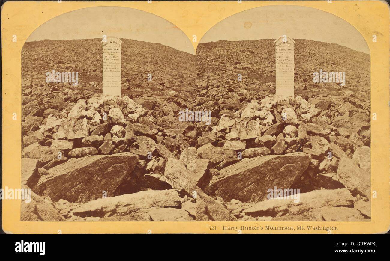 Harry Hunter's Monument, Mt. Washington., Kilburn Brothers, New Hampshire, Washington, Mount (N.H Stockfoto