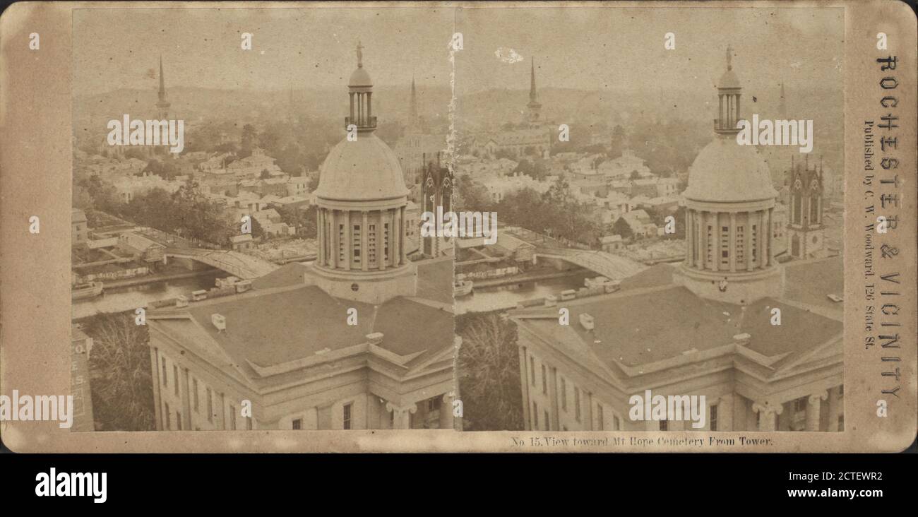 Blick auf Mt. Hope Cemetery, from Tower., Woodward, C. W. (Charles Warren), Mount Hope Cemetery (Rochester, N.Y.), New York (Staat), Monroe County (N.Y.), Rochester (N.Y.) Stockfoto