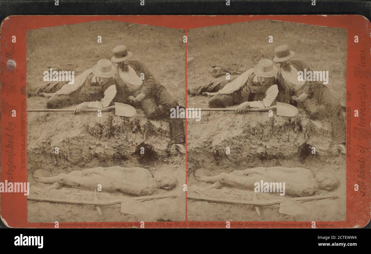 Bild eines versteinerten Körpers, der zu einer vorhistorischen Rasse gehört., Hall, W. L., 1875, New York (Staat), Taughannock Falls (N.Y Stockfoto