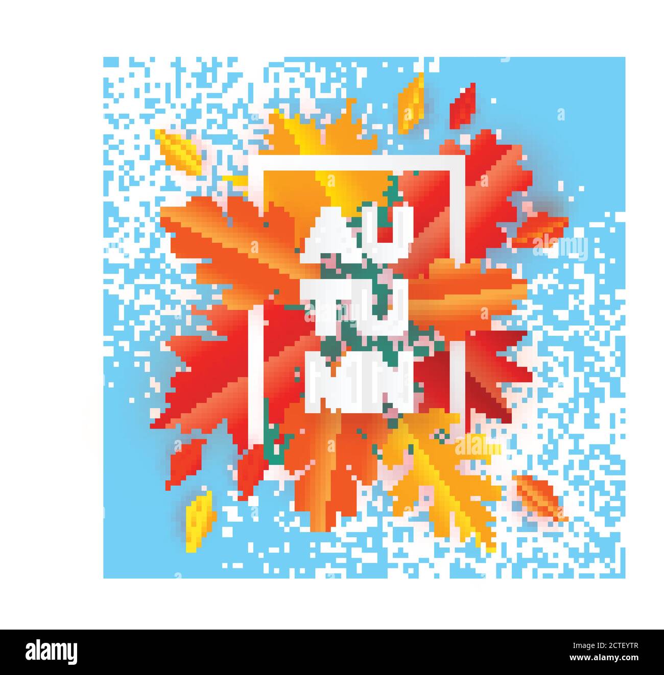 Schöne Herbstpapier Geschnittene Blätter. Hallo Herbst. September-Flyer-Vorlage. Rechteckiger Rahmen. Leerzeichen für Text. Origami Blatt. Ahorn, Eiche. Herbstposter. Stock Vektor