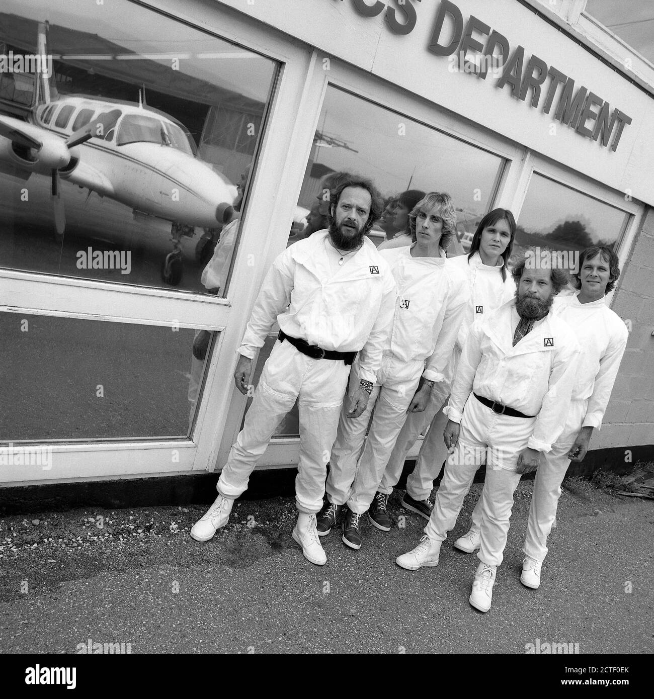Mitglieder der britischen Rockband Jethro Tull 1980 Ian Anderson,Dave Pegg.Martin Barr,Eddie Jobso und Mark Craney. Stockfoto