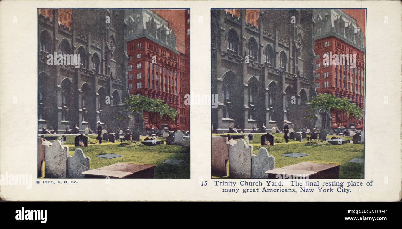 Trinity Church Yard. Die letzte Ruhestätte vieler großer Amerikaner, New York City., 1925, New York (Staat), New York (N.Y.), Manhattan (New York, N.Y.), New York Stockfoto