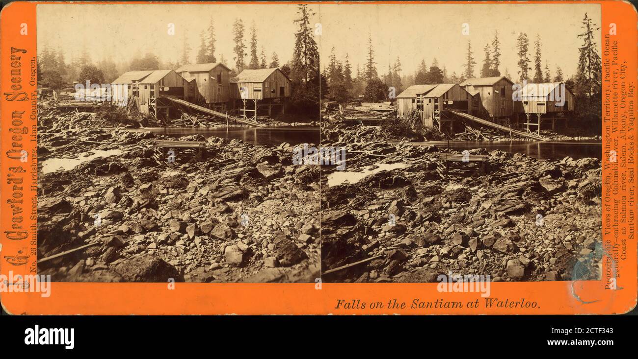 Fällt auf Santiam in Waterloo., Crawford, J. G. (James Gilmore) (1850-1929), Oregon Stockfoto