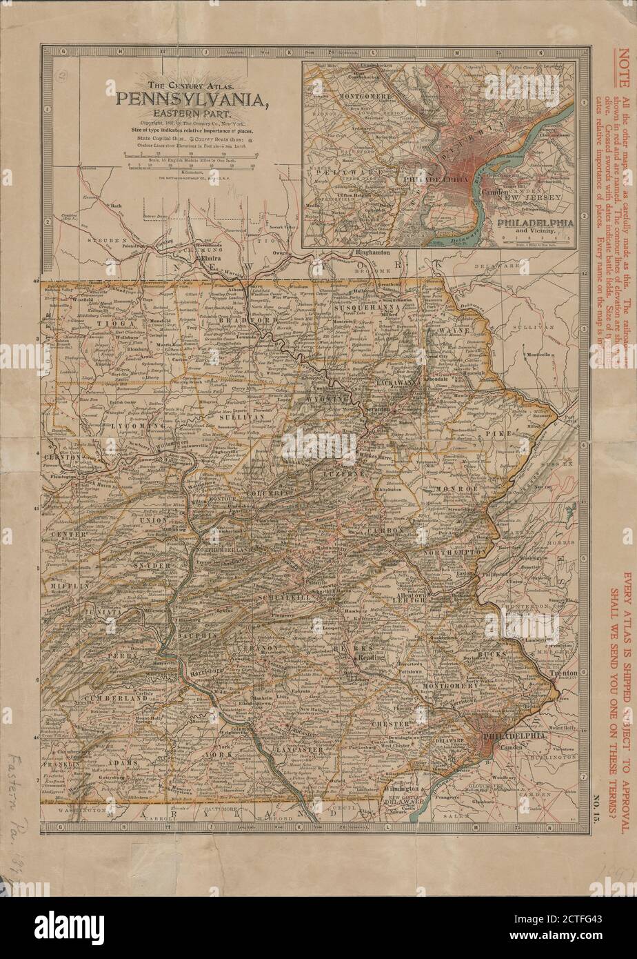 Pennsylvania , kartografisch, Karten, 1897 Stockfoto