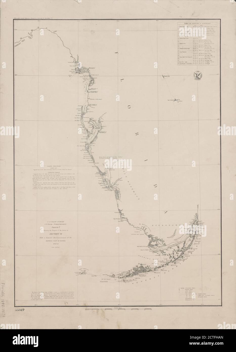 Skizze F, zeigt den Fortschritt der Vermessung in Abschnitt VI, mit einer allgemeinen Rekonnoissance der Westküste Floridas, 1848-51 , kartografisch, Maps, 1851, Bache, A. D. (Alexander Dallas), 1806-1867 Stockfoto