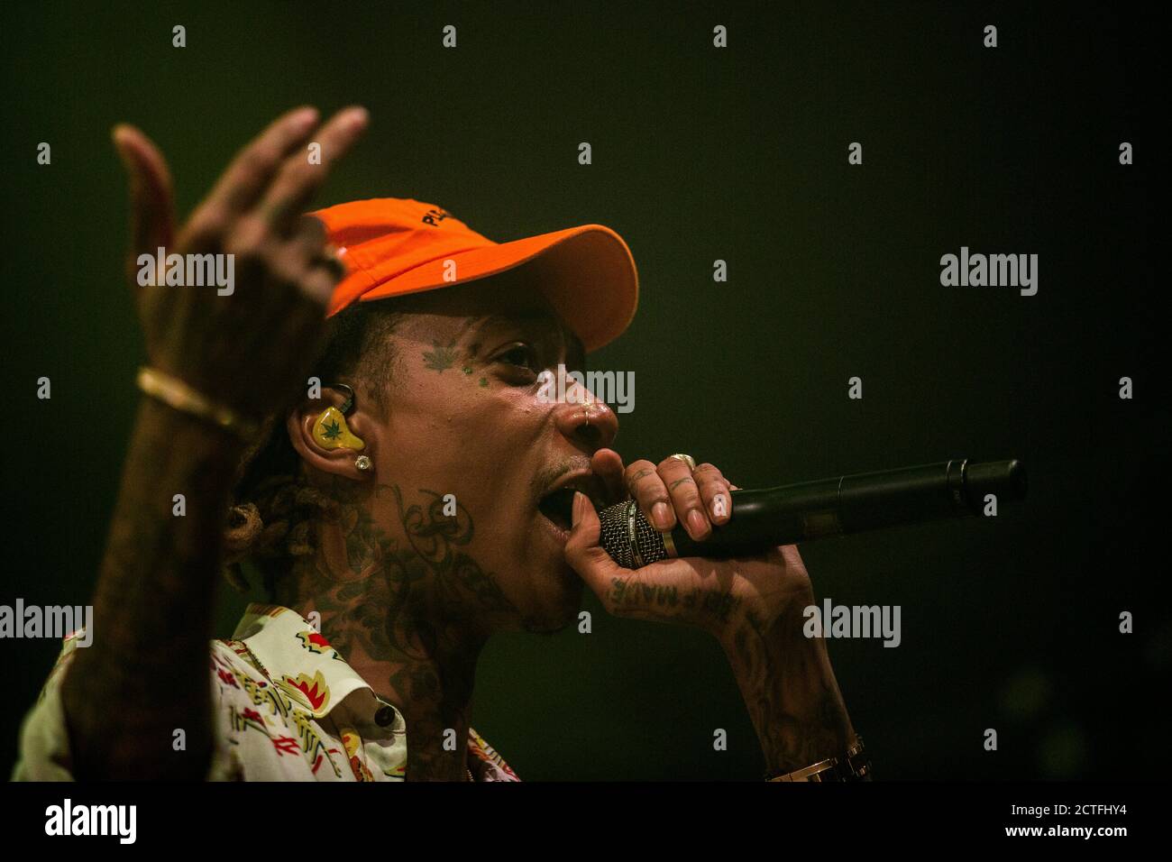 Roskilde, Dänemark. Juni 2016. Der amerikanische Rapper Wiz Khalifa spielt ein Live-Konzert während des dänischen Musikfestivals Roskilde Festival 2016. (Foto: Gonzales Photo - Lasse Lagoni). Stockfoto