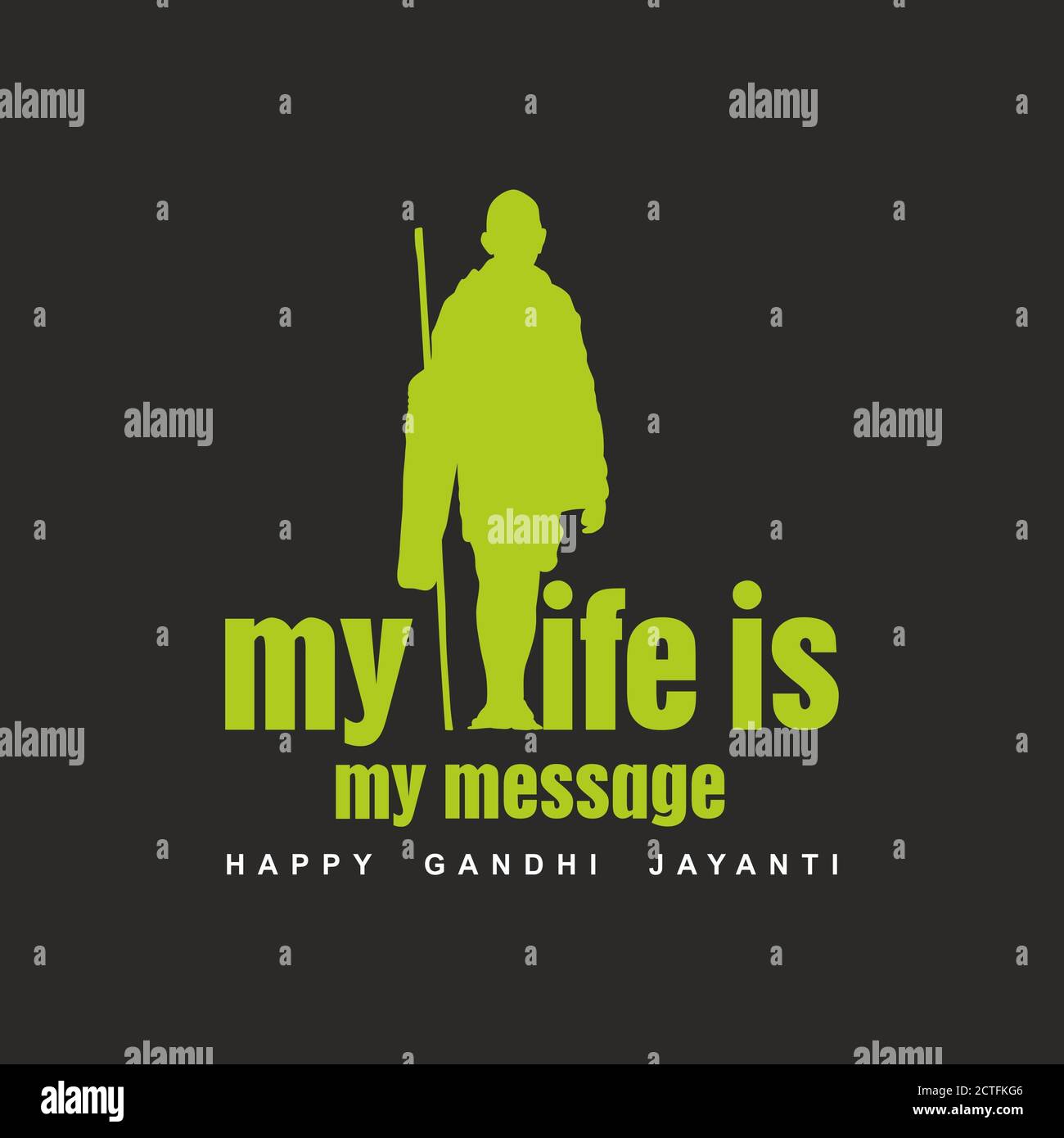 Happy Gandhi Jayanti Banner - Mahatma Gandhi Illustration Stockfoto