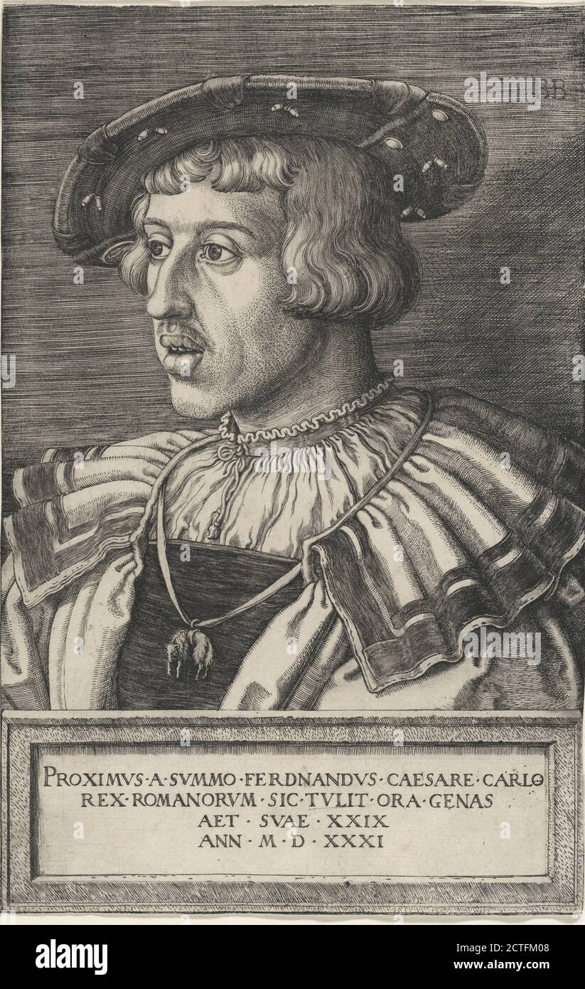 Kaiser Ferdinand I., Standbild, Druckgrafiken, 1531, Beham, Barthel, 1502-1540 Stockfoto