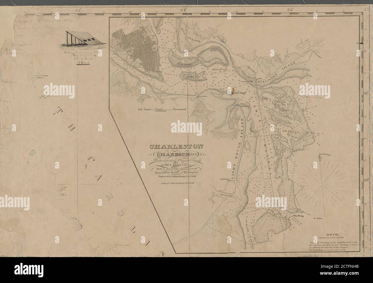 Charleston Harbour, S. Ca. , kartografisch, Karten, 1885, Hooker, William, 1782-1856, Bache, Hartman, 1797-1872, Vereinigte Staaten. Topographisches Büro Stockfoto