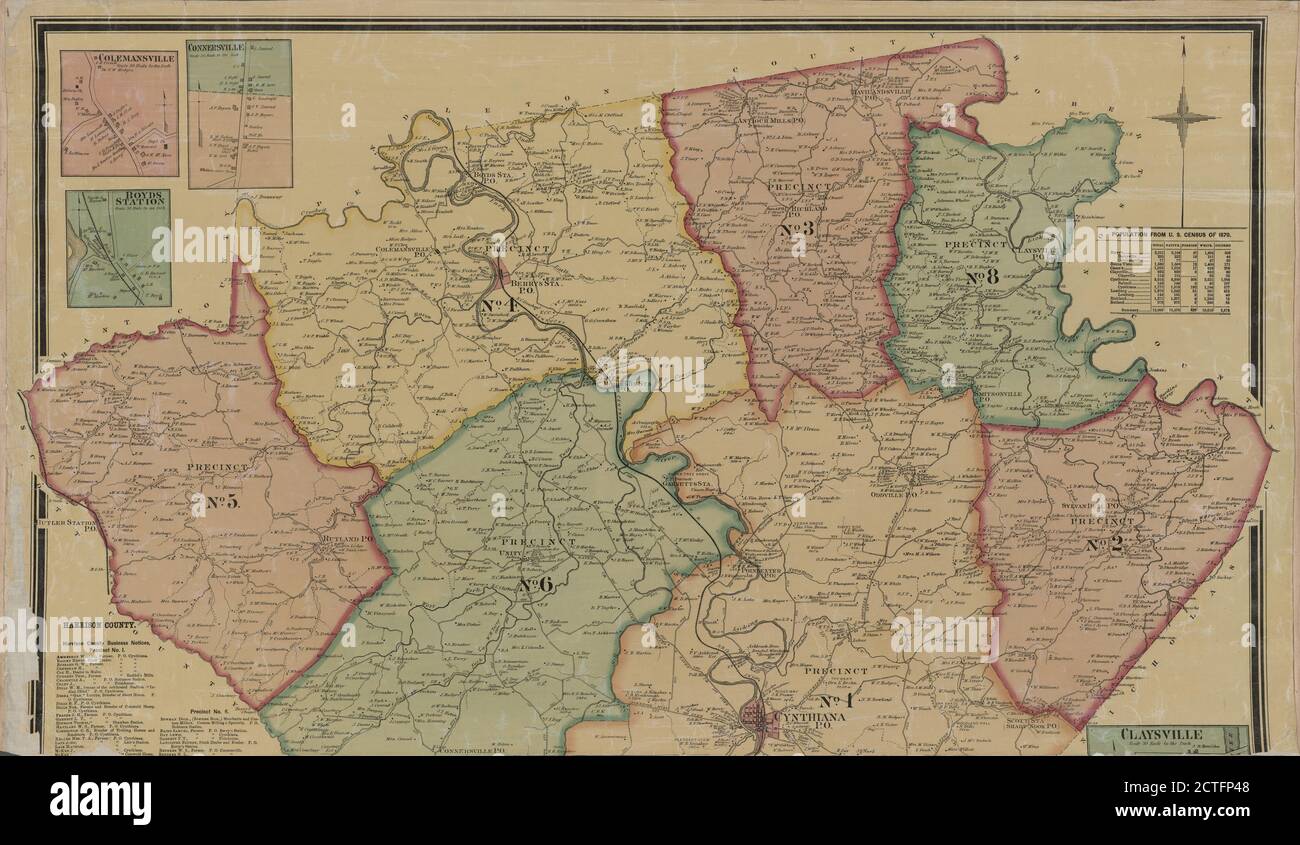 Karte von Harrison County, Ky. , Kartographie, Karten, 1877, Biere, D. G. (Daniel G.), Lanagan, J., Worley & Bracher Stockfoto