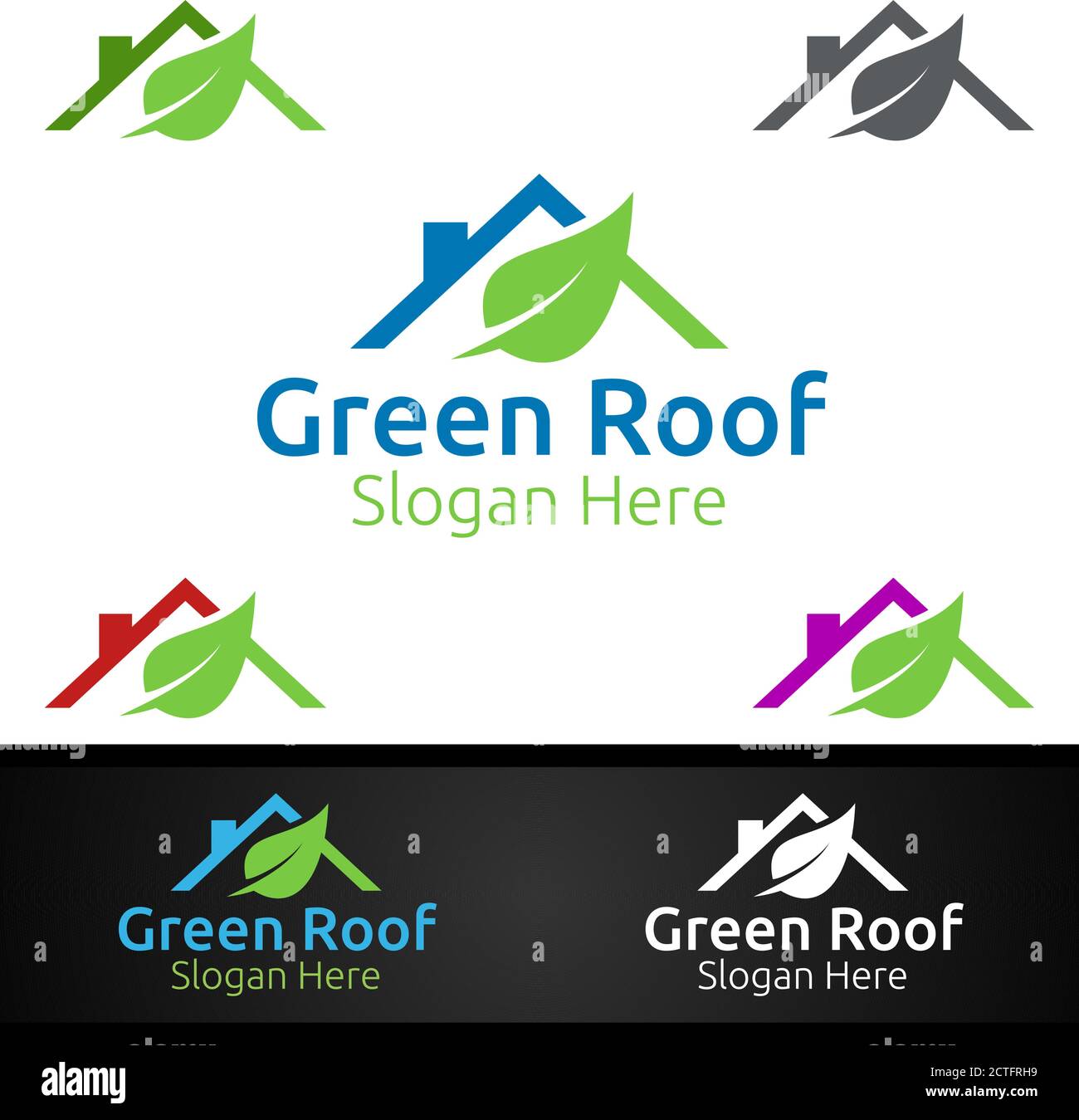 Green Roofing Logo für Property Roof Real Estate oder Handyman Architekturdesign Stock Vektor