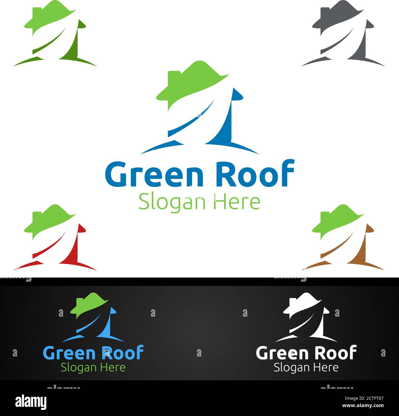 Green Roofing Logo für Property Roof Real Estate oder Handyman Architekturdesign Stock Vektor