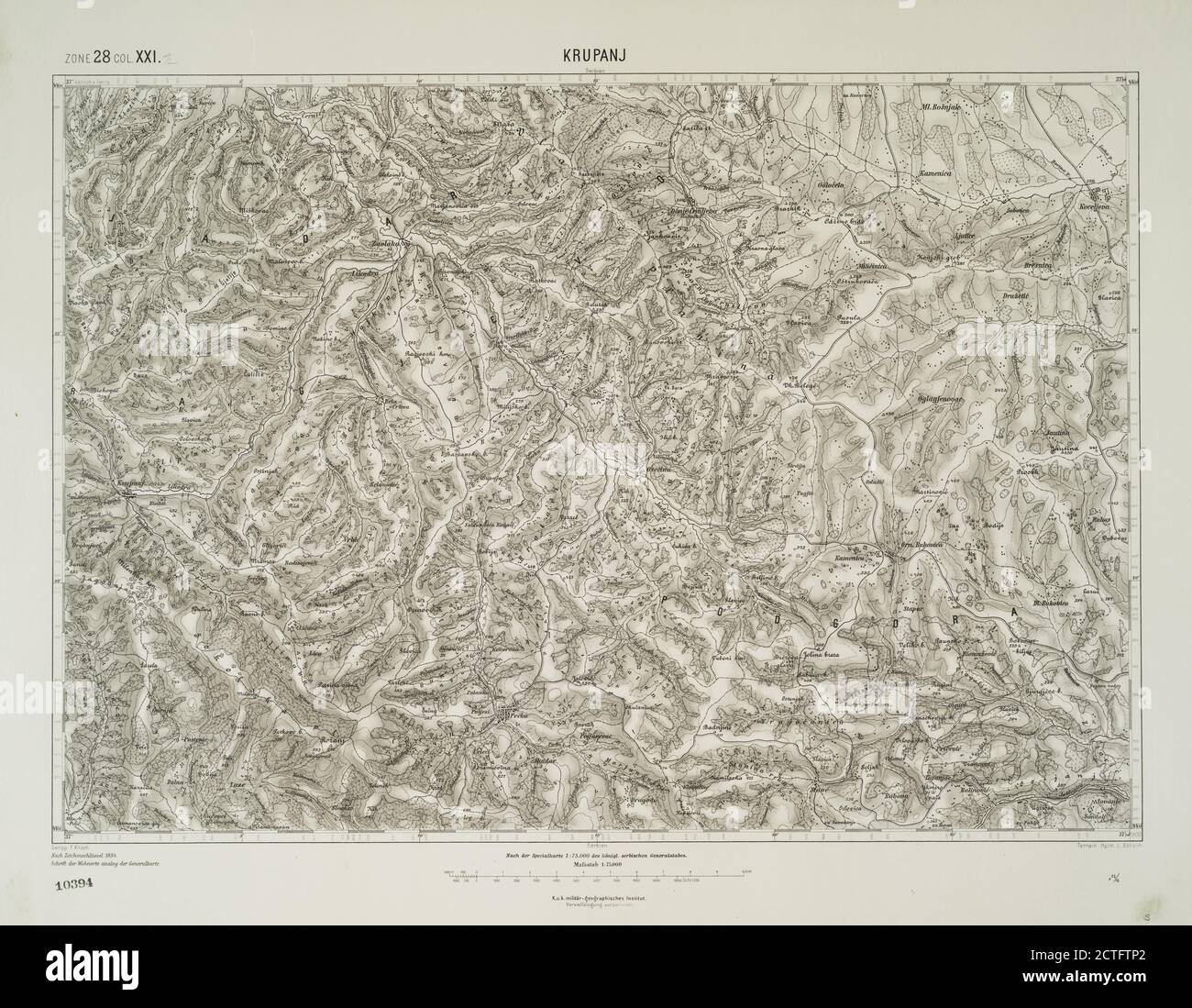 Krupanj., Kartographie, Karten, 1900, Österreich-ungarische Monarchie. Militärgeographisches Institut Stockfoto