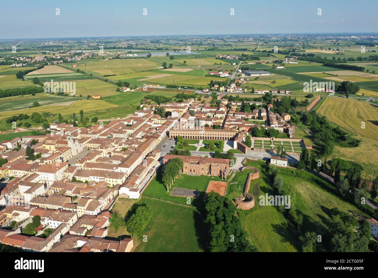 Luftaufnahme von Sabbioneta Weltkulturerbe von der UNESCO Stockfoto