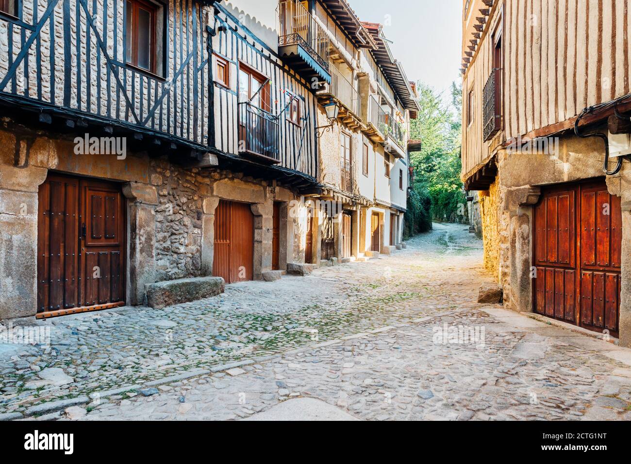 Alte Straße in La Alberca, Salamanca, Spanien Stockfoto