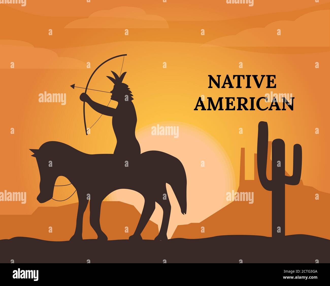 Illustration Vektor-Design von Native American Hintergrund Landschaft Stock Vektor