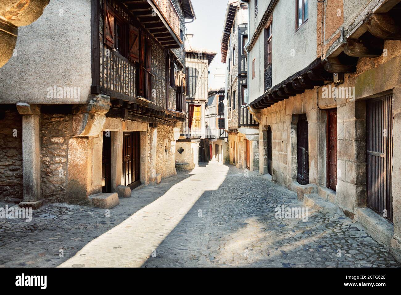 Alte Straße in La Alberca, Salamanca, Spanien Stockfoto