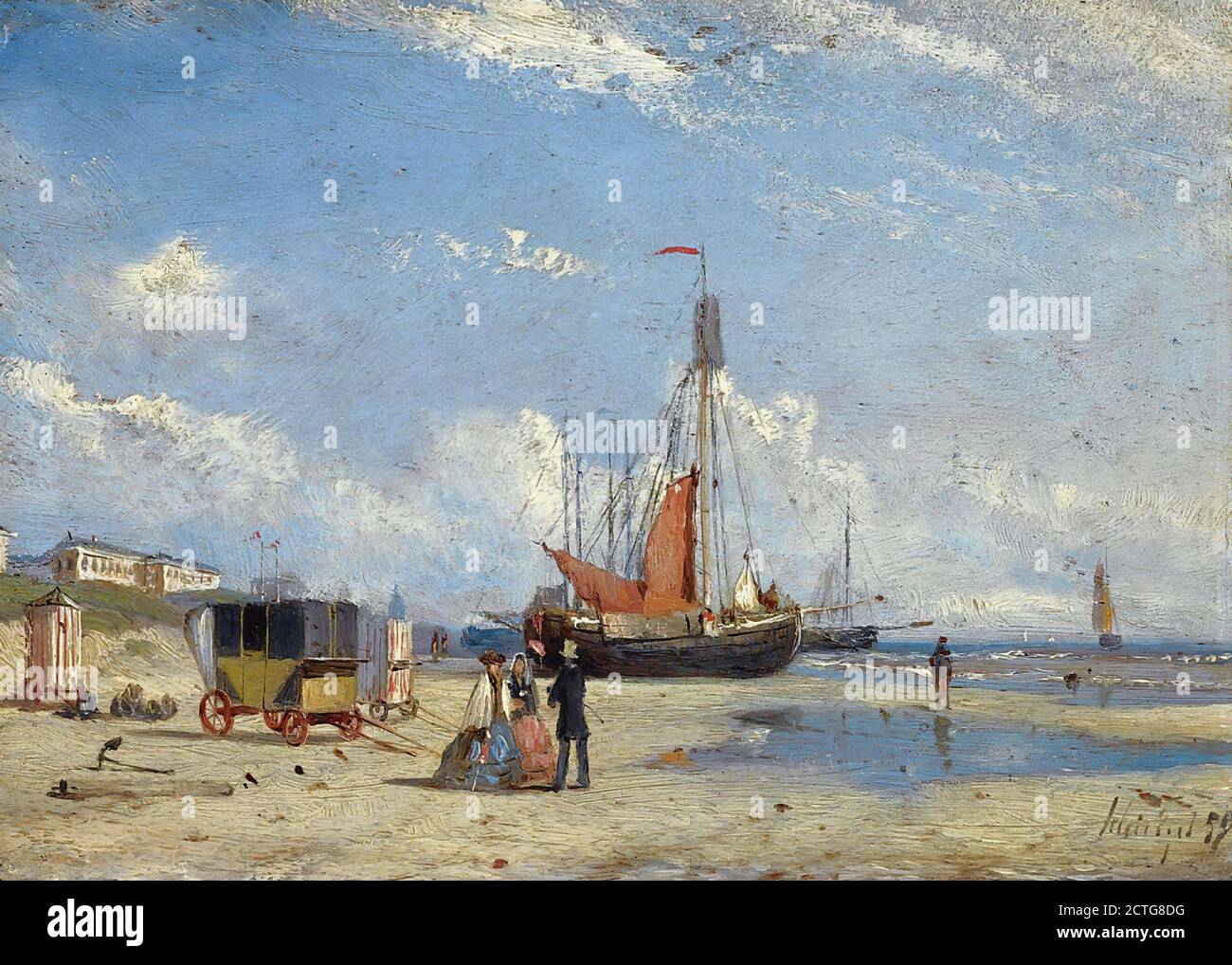 Schiffedges I Petrus Paulus - Figuren am Strand von Scheveningen in der Nähe Das Badhotel und Paviljoen von Wied - Niederländische Schule - 19. Jahrhundert Stockfoto