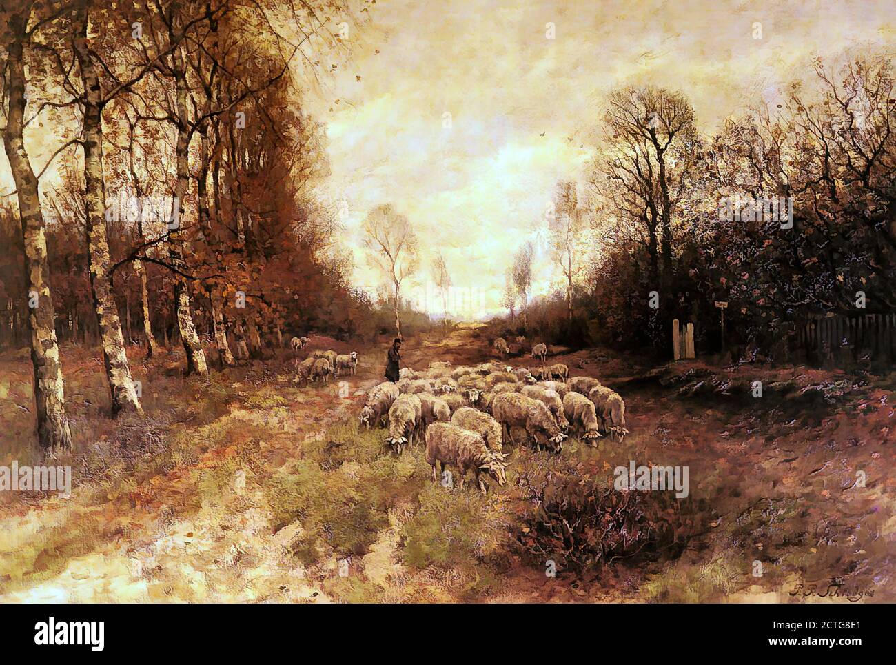 Schiffedges II Petrus Paulus - weidende Schafe bei Laren - Niederländische Schule - 19. Jahrhundert Stockfoto