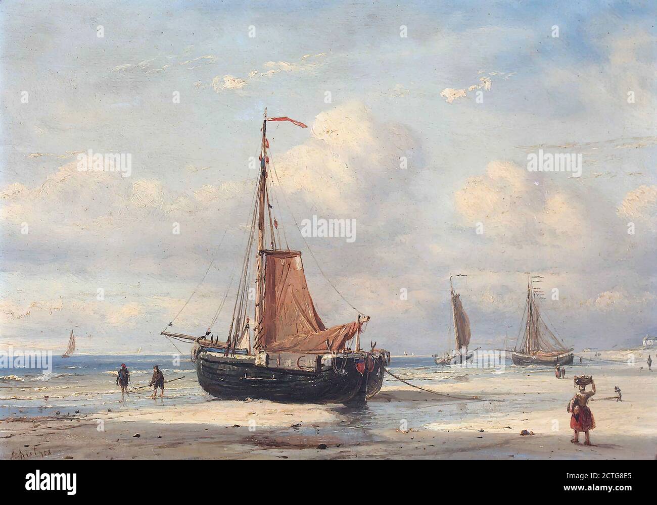 Schiedges II, petrus paulus - Vissersboten aan het Strand van Scheveningen, met op de achtergrond badhotel en paviljoen von Wied - 30724673836 65a73e5550 o Stockfoto