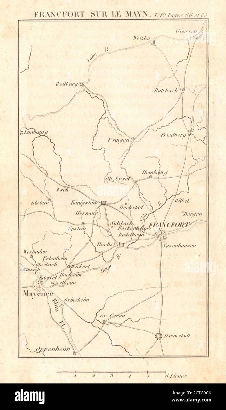 Frankfurt am Main 1792. Mainz. Krieg der ersten Koalition. Karte Deutschland 1817 Stockfoto