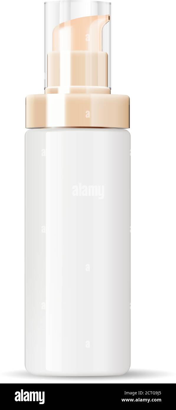 Weiße Kosmetik Creme Spender Pumpe Flasche Behälter in realistischem glänzendem Glas oder Kunststoff. Mockup-Vorlage für Creme, Emulsion und andere Co Stock Vektor